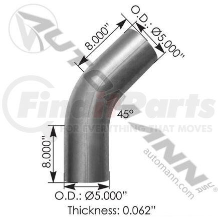 562.U4545S8A by AUTOMANN - EXHAUST ELBOW 5IN 45 DEG OD-OD