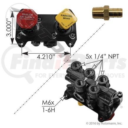 170.800522 by AUTOMANN - Air Brake Control Valve - Dash, with Trailer Air Supply and Parking Brake