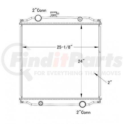 HDC010162PA by FREIGHTLINER - RAD PLASTIC/ALUM; 1996-2002 FRTLINER MT-45 STEP VAN;  CONFIRM 1 PIN EACH CORNER; W/FILL NECK; WO/OC; 2" INLET-OUTLET