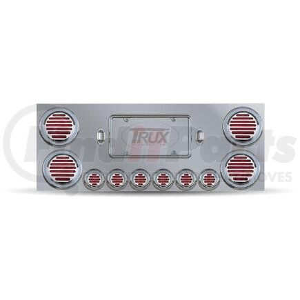 TU-9001LF. by TRUX - Stainless Steel Rear Center Panel with 4 - 4 Inch & 6 - 2 Inch Flatline LEDS With Bezels - 2 License LEDS - L:33.625 IN | W: 12.375 IN