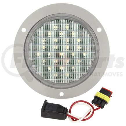 44045C by PACCAR - Back Up Light - Super 44, Clear, Round, LED, 27 Diodes, Gray Flange Mount, Fit N' Forget, Female PL-2, 12V