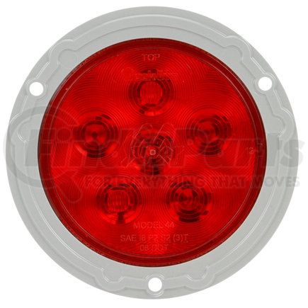 44032R by PACCAR - Brake / Tail / Turn Signal Light - Super 44, Red, Round, LED, 6 Diodes, Flange Mount, Fit N' Forget, Straight PL-3 Female, 12V