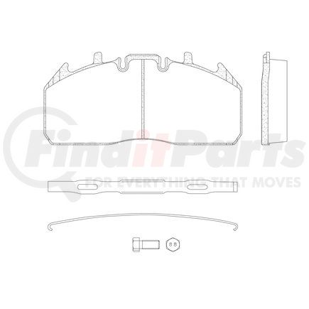 MPBD1323CV by HALDEX - Disc Brake Pad Repair Kit - CV Advanced, For Meritor EX225H3 Caliper, FMSI D1323