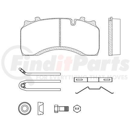 MPBD1517CV by HALDEX - Disc Brake Pad Repair Kit - CV Advanced, For Wabco PAN 19-2 Caliper, FMSI D1517