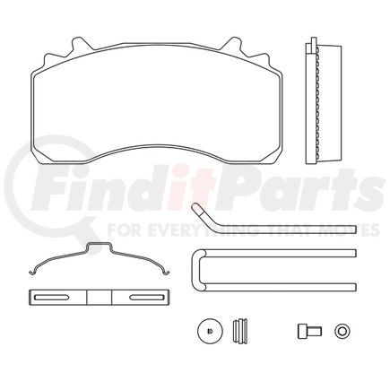 MPBD2061HD by HALDEX - Disc Brake Pad Repair Kit - HD Pro, For Wabco Maxxus Calipers, FMSI D2061