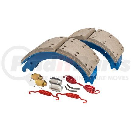 GG4514QMG by HALDEX - Drum Brake Shoe Kit - Remanufactured, Front, Relined, 2 Brake Shoes, with Hardware, FMSI 4514, for Meritor "Q" Relocated Spring Hole Applications