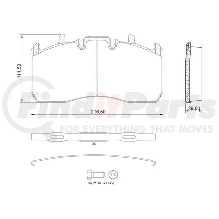 MPBD1370HD by HALDEX - Disc Brake Pad Repair Kit - HD Pro, For Meritor EX225L2 Caliper, FMSI D1370