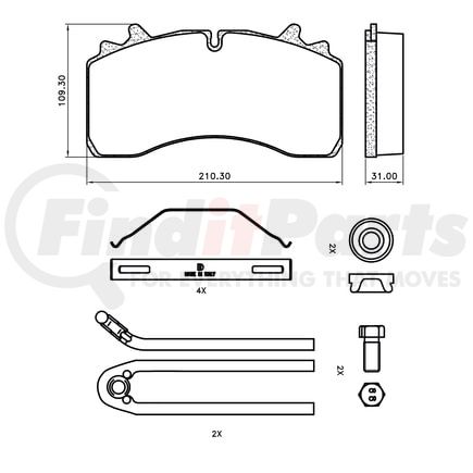 MPBD1777CV by HALDEX - Disc Brake Pad Repair Kit - CV Advanced, For Wabco PAN 22 Caliper, FMSI D1777