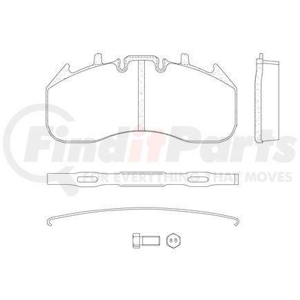 MPBD1690CV by HALDEX - Disc Brake Pad Repair Kit - CV Advanced, For Meritor EX2252H2 Caliper, FMSI D1690