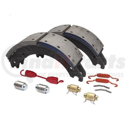 GF4524QMG by HALDEX - Drum Brake Shoe Kit - Remanufactured, Front, Relined, 2 Brake Shoes, with Hardware, FMSI 4524, for Meritor "Q" for Mack Applications