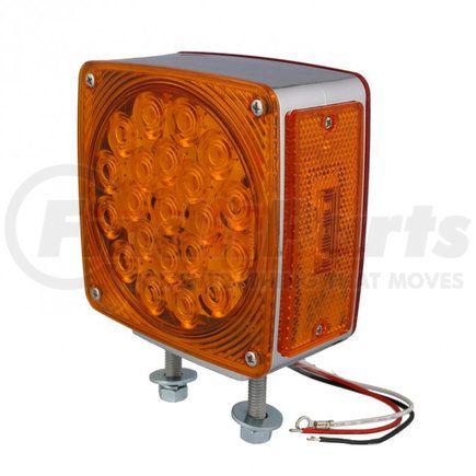 LL021509 by PACCAR - Turn Signal Light - Left, Amber/Red, 4in., LED, Double Face, Square, Clear Diodes