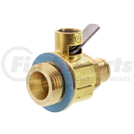T211N by PACCAR - Engine Oil Drain Valve - M27 x 2.0, 5/8" Nipple, Forged Brass, 145 PSI