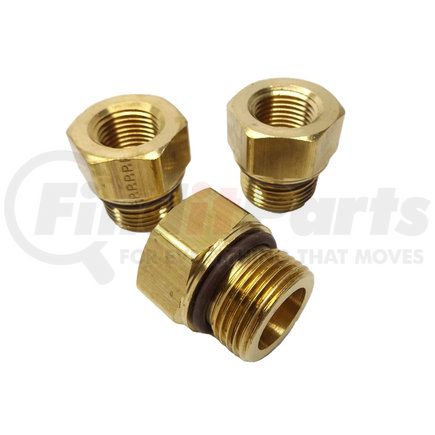 FG90011 by PACCAR - Pipe Fitting - Female to Metric Thread, Brass, 0.5" Thread 1, M27 x 2 Thread 2