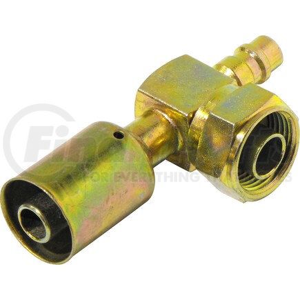 FT2143-3SBC by UNIVERSAL AIR CONDITIONER (UAC) - A/C Refrigerant Hose Fitting -- Steel 90º Tube-O Beadlock Fitting w/ Svc Port