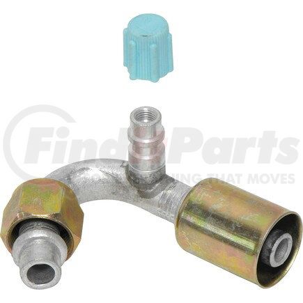 FT9902C by UNIVERSAL AIR CONDITIONER (UAC) - A/C Refrigerant Hose Fitting -- Alum. 120º Female Oring Beadlock Ftg. w/ Svc Port