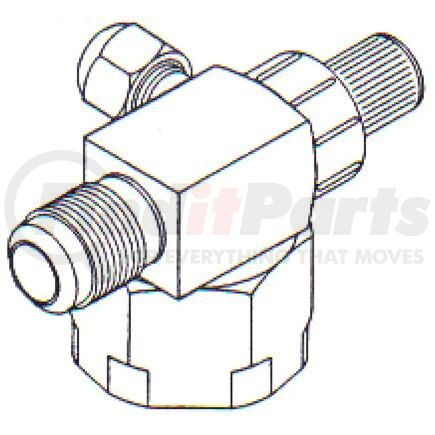 FT0186 by UNIVERSAL AIR CONDITIONER (UAC) - A/C Refrigerant Hose Fitting -- Steel 90º Rotalock Compressor Fitting w/ Svc Port