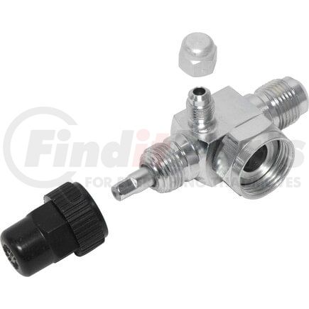 FT0187 by UNIVERSAL AIR CONDITIONER (UAC) - A/C Refrigerant Hose Fitting -- Steel 90º Rotalock Compressor Fitting w/ Svc Port