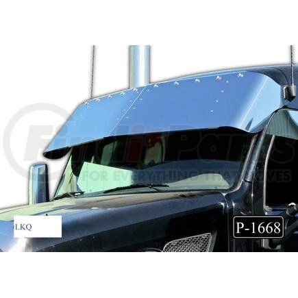 P-1668 by ARANDA - NEW AFTERMARKET STAINLESS 18 INCH DROP VISOR, 10 LIGHT HOLES, FITS PETERBILT 579 CONDO