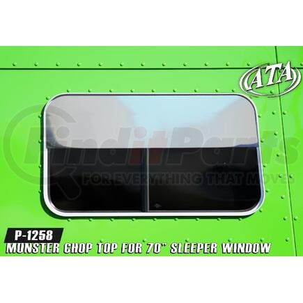 P-1258 by ARANDA - Chop Top Trim - 8 in. x 70 in., Stainless Steel, Sleeper Window, for Peterbilt