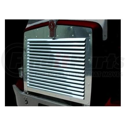 K2050 by ARANDA - Hood Grill w/15 Horizontal Louvers Make Kenworth Model T800 Size 36x43 Units 1 Unit Material S.S. Gauge 18G Alloy #430 Finish BA Shipping Measurements 49x31x2=35lbs