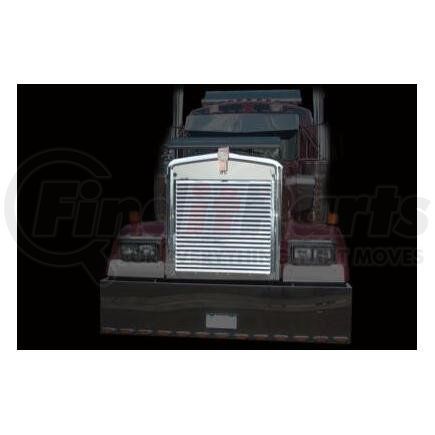 K2052 by ARANDA - Hood Grill w/20 Horizontal Louvers Make Kenworth Model W900B S-Hood Size 47x43 Units 1 Unit  Material S.S. Gauge 18G Alloy #430 Finish BA Shipping Measurements 44x39x4=46lbs