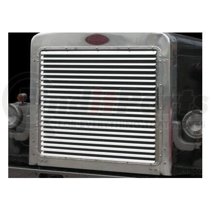 P-1064 by ARANDA - Hood Grill w/19 Louvers Make Peterbilt Model 359 Size 33x43 Units 1 Unit Material S.S. Gauge 18G Alloy #430 Finish BA