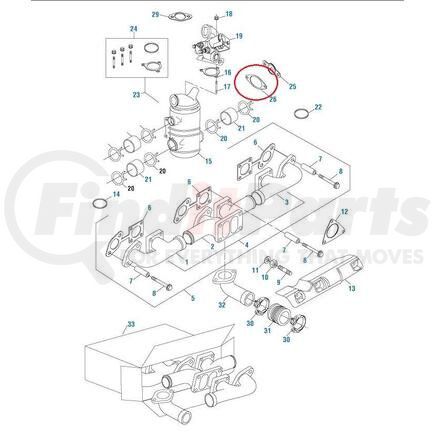 631365 by PAI - Upper Hot Pipe Gasket - EGR Cooler 3.07in Center-to-Center Detroit Diesel Series 60 Application