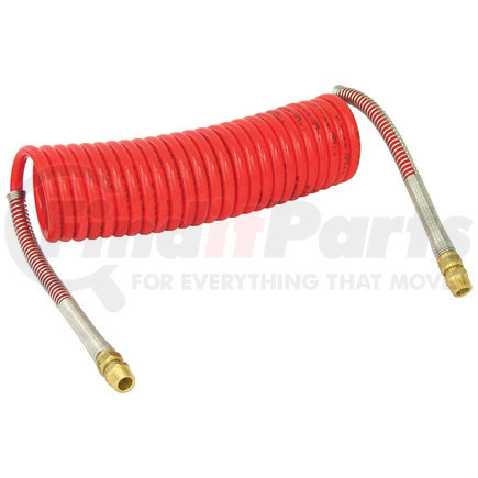 16215R by TECTRAN - Air Brake Hose Assembly - 15 ft., Coil, Red, Industry Grade, with LIFESwivel Fitting