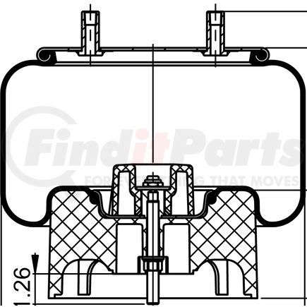 64645 by CONTITECH - Air Spring - 10.5-15 P 460, 13.2 lbs, 10 in. Height, 13.9 in. Max Diameter, 19.3 in. Max Height