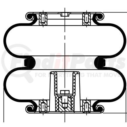 64515 by CONTITECH - Air Spring - 8 in. Design Height, 9.8 in. Max Diameter, 10.5 in. Max Height, 3.5 in. Min Height