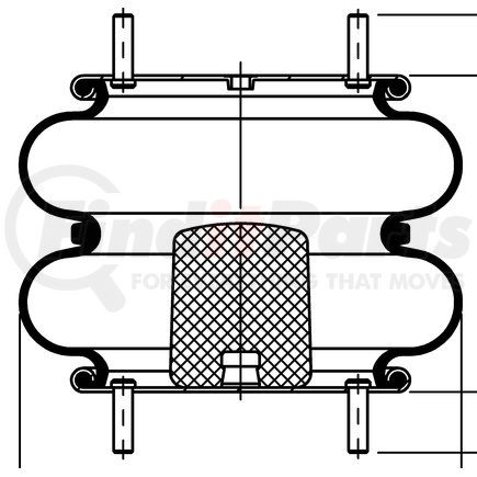 64489 by CONTITECH - Rolling Lobe Air Spring - 9.5 in. Design Height, 12.8 in. Max Diameter, 12.5 in. Max Height