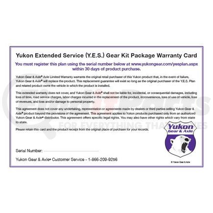 YESYGK by YUKON - Extended Service Agreement - Extended Service Plan for Gear Kits