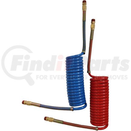 TR022025 by TORQUE PARTS - Air Brake Hose - 12 ft., 12 in. Lead, Red/Blue, with Heavy Gauge Spring