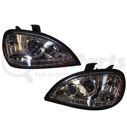 TR027-FRHLO-R by TORQUE PARTS - Headlight - Passenger Side, Projector Style, Chrome Housing, Crystal Optic/LED Bulbs