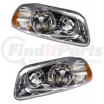 TR049-MHL-L by TORQUE PARTS - Headlight - Driver Side, Front, with Chrome Housing & Halogen Bulbs, Clear Lens, DOT and SAE Approved, for Mack Granite/Pinnacle/Vision Trucks
