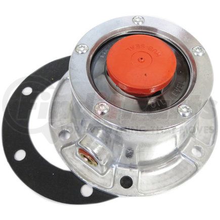 TR3434024 by TORQUE PARTS - Wheel Hub Cap - Aluminum, with Plug and Gasket, 6 Bolts, 4.5 Bolt Circle, 5/16 Bolt Size, 1-7/8 Inside Depth, 2-5/8 Overall Depth, 3-1/2 ID, 5-1/4 OD