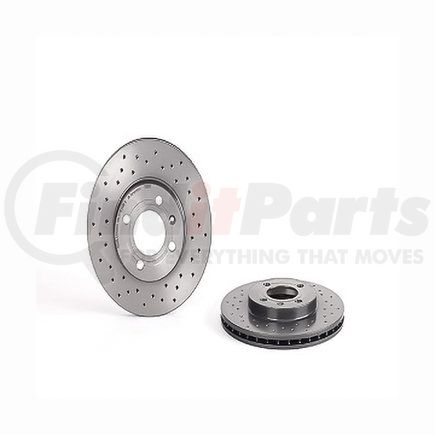 09.5166.1X by BREMBO - Premium UV Coated Front Xtra Cross Drilled Brake Rotor