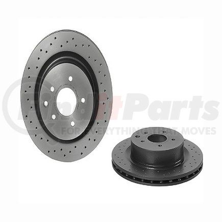 09.7356.2X by BREMBO - Premium UV Coated Rear Xtra Cross Drilled Brake Rotor