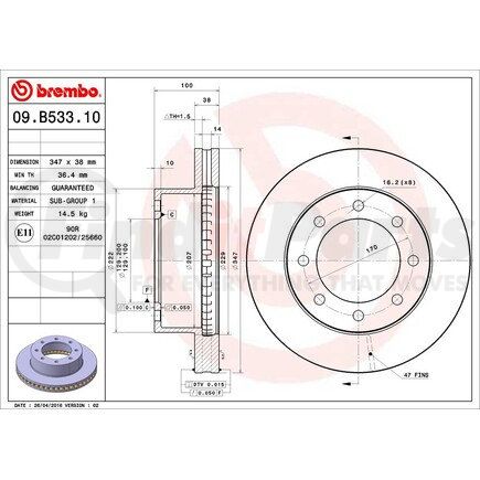 09.B533.10 by BREMBO - Premium UV Coated Front and Rear Brake Rotor