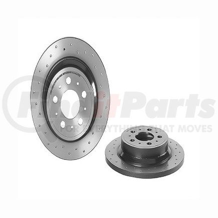 08.7765.1X by BREMBO - Premium UV Coated Rear Xtra Cross Drilled Brake Rotor