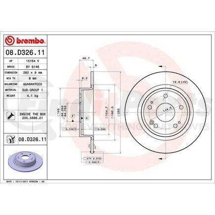 08.D326.11 by BREMBO - Premium UV Coated Front Brake Rotor