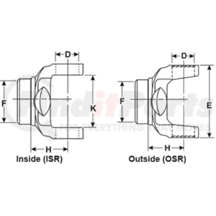 10-26-37 by DANA - 1000 Series Drive Shaft Tube Weld Yoke - Steel, SR Design, fits 1.250 in. dia. Tube