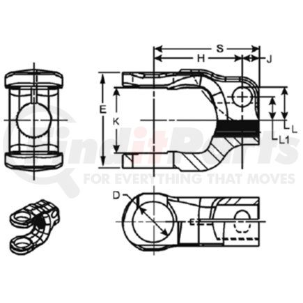 10-4-1131SX by DANA - 1000ST Series Steering Shaft End Yoke - 01.014-66 Based On 79 Spline