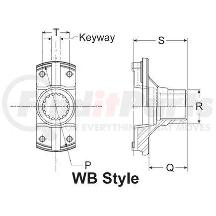 10C-4-71 by DANA - Drive Shaft Wing Bearing End Yoke - Steel, 3.03 in. Major dia., 29 Spline, WB Yoke Style