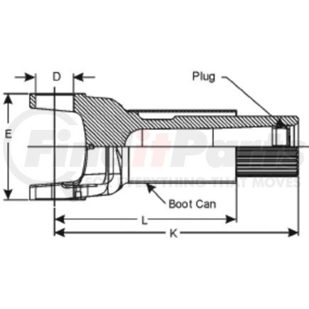 140-82-21X by DANA - SPL140 Series Drive Shaft Yoke Shaft - 30 Spline, 1 Style, I Type