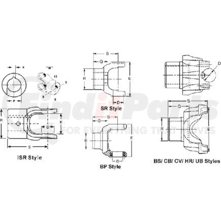 170-4-13-1 by DANA - SPL170 Series Drive Shaft End Yoke - Steel, HR Yoke Style, Straight Round Hole