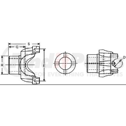 170-4-1971-1 by DANA - SPL170 Series Drive Shaft End Yoke - Steel, 37 Spline, HR Yoke Style, Splined Hole