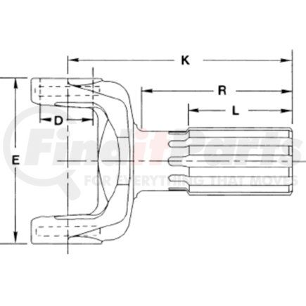 5-82-951 by DANA - 1610 Series Drive Shaft Yoke Shaft - 18 Spline, Type I, BP Style