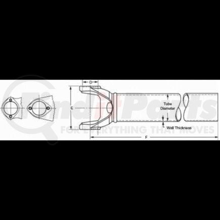 6-27-17-6000 by DANA - 1710 Series Drive Shaft Yoke and Tube - Steel, 60.00 in. Tube Length, 4.00 in. OD Tube