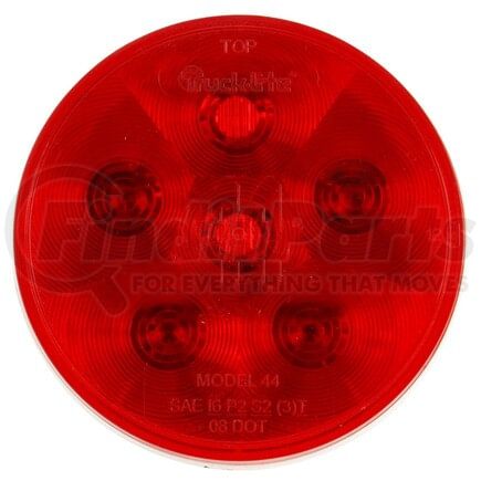 44974R by TRUCK-LITE - LED Stop/Turn/Tail Light - Super 44, Red, Round, 6 Diode, Diamond Shell, Hardwired, Male Pin, 12V